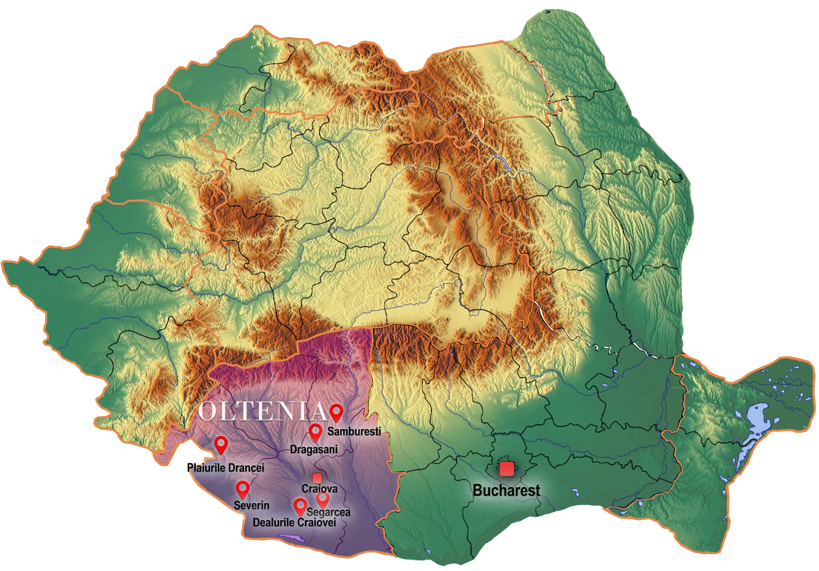 Map of Romania - Oltenia